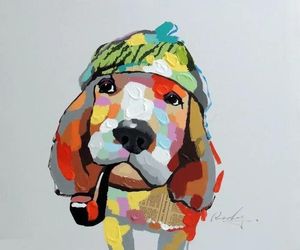 Peintures Basset Hound Dog Portrait Mixed Media Pop Art Peinture à l'huile, Pure peint à la main moderne abstrait décor mur toile photos.Multi taille,