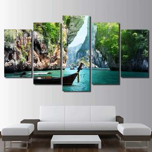 Pinturas Lienzo Arte de la pared 5 piezas Decoración del hogar Marco Imágenes Naturaleza Cañón Lago Paisaje Pósteres Decoración moderna del dormitorio Pinturas