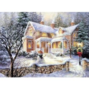 Pinturas Bola de Navidad con nieve Impreso 11CT Kit de punto de cruz DIY Bordado DMC Hilos Coser Artesanía Tejer Diseño artesanal 231019