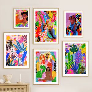 Peintures Coloré Mode Dames Vintage Fleur Botanique Mur Art Toile Peinture Affiches et Impressions Photos Pour Salon Décor 230828