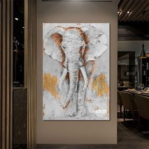 Peintures contemporaines de grande taille 100% peinture à l'huile peinte à la main d'éléphants photos murales illustration pour la décoration de la maison cadeau Unfra270S