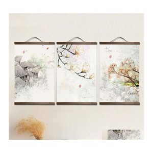 Pinturas personalizadas estilo chino plantas verdes lienzo pintura decorativa tienda dormitorio sala de estar arte de la pared madera maciza desplazamiento gota del dhbdm