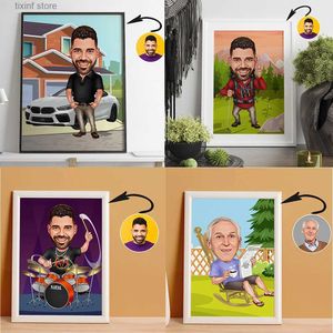 Pinturas Personalizadas Lienzo Retrato Hombre Profesión Caricatura Dibujos animados Personal Wall Art Poster e impresiones Imagen Pintura Decoración T240309