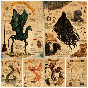 Pinturas Dementor Dragon Basilisk Wall Art Canvas Painting Decoraitve Grey Wolf Phoenix Thestral Unicorn Poster and Print Decor Unframed 221021