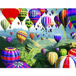 Peintures sans cadre photo bricolage peinture par numéros Colorf ballon paysage peint à la main huile acrylique sur toile pour la décoration de la maison 3306378 Dhtev