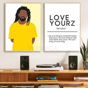 Pinturas J Cole Rap Música Cantante Póster Arte Lienzo Pintura Amor Yourz Definición Hip Hop Impresiones Rapero Imágenes de la pared Inicio Dec179W