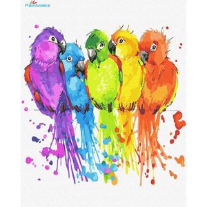 Peintures Paintmake Animal DIY Peinture par numéros Coloré Perroquet Huile Toile Peinture Maison Chambre Décoration Art Picture247r
