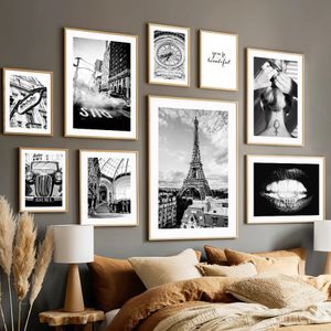 Peintures Paris serviette mode rue diamant bague toile peinture affiches mur art impressions noir blanc photos salon décoration maison 231205