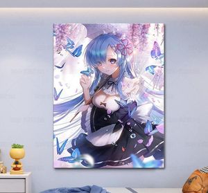 Pinturas Re Cero Rem Rem Japan Classic One Piece Wall Art Canvas Pinting Nordic Poster Anime Print Hd Pictures Living Girls Room Dic8318633