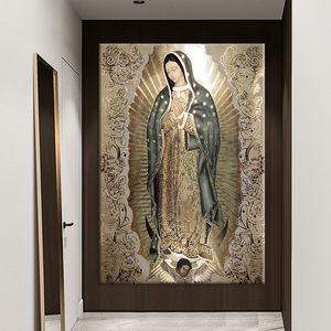 Paintings Religious Art Decor Picture Lady of Guadalupe Wall Art Painting Canvas The Virgin of Guadalupe Poster Catholic Art Bedroom Decor 230914