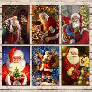 Pinturas Santa Claus dando regalos Navidad Noche nevada Lienzo Pintura Arte de la pared Imágenes Pósters e impresiones para la decoración de la habitación de los niños 220829