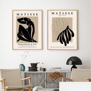 Pinturas Vintage Lienzo Pintura Abstracta Henri Matisse Posters Desnudo Arte de la pared Feminista Estampado floral Imagen Sala de estar Decoración para el hogar Dhuv0