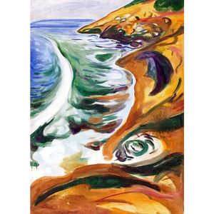 Pinturas de pared, arte abstracto, pintura al óleo de Edvard Munch, venta de olas rompiendo en las rocas, pintadas a mano para decoración del hogar