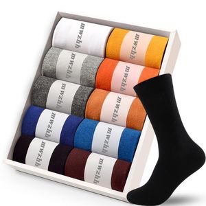 Paires de chaussettes d'affaires pour hommes, respirantes, chaudes, en coton, longues, de haute qualité, colorées, cadeau pour hommes