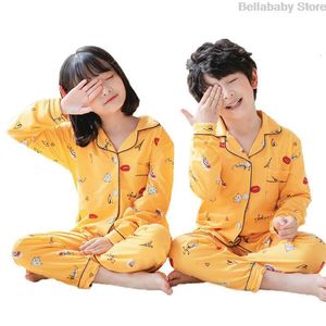 Pajamas 2-12y enfants pyjamas bébé fille somnifère ensemble coréen rose princesse noctelle à manches longues pantalon pantalon pantalon pyjama vêtements de printemps 230306