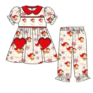 Pyjamas de style Noël vêtements pour filles série de motifs du père Noël ensemble ensemble à manches courtes ensemble à manches longues onesie tissu en soie de lait 231117