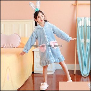 Pijamas Ropa de invierno de franela Albornoz Niños con capucha Estampado de estrellas Niño pequeño Bata de bebé Albornoces de otoño para niños Mxhome Dhdrj