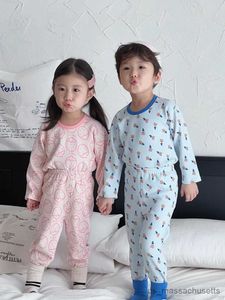 Pyjamas nouveaux enfants ensemble de Pyjamas automne mûrier soie laine coton Umderwear costume enfant en bas âge hiver chaud Homesuits longs Johns
