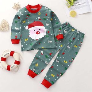 Pajamas Set Girls Underwear Suits Baby Boys Clothes Printed Autumn Winter Long Trousers Korean Home Children's Clothing 211109