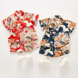 Pijamas Ropa de Yukata para niños de verano Niña Niño Kimono japonés Vestido de bebé Ropa de Yukata para niños Kimono tradicional Pijamas de algodón Z957 230512