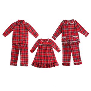 Pyjamas en gros vêtements pour bébés Tartan flanelle pyjamas pour tout-petits ensembles correspondant à la famille enfants garçon fille pyjamas de noël 231109