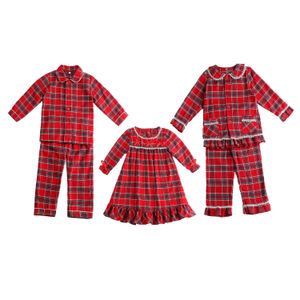 Venta al por mayor de pijamas, ropa de bebé, conjuntos de franela de tartán para niños pequeños, pijamas de Navidad para niños y niñas a juego, 230213