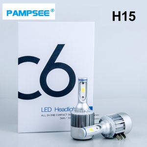 PAMPSEE, 2 uds., H15, bombilla led para coche, lámpara de 6000lm, faro LED COB superbrillante, repuesto de faro LED automático, Canbus, sin errores para automóviles