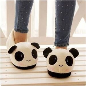 Panda Full Heel Plush Home Pareja Regalos Invierno Zapatillas de algodón Zapatos Lovely Slipper Nonslip 3643 Y201026