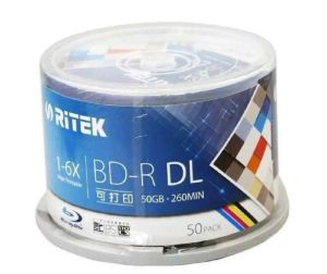 Panneaux 10 pièces 50 Go BDR 28X Speed Ritek Imprimable Bluray DL Disque DVD à double couche