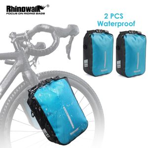 Panniers Bags Rhinowalk 2 PCS Bike Fork Bag Waterproof Blue E Scooter Quick Release Front Travel Luggage 230822