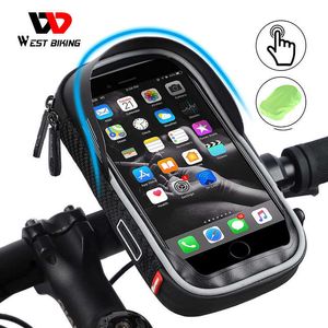 Sacoches WEST BIKING Support de téléphone portable pour vélo étanche 6,0 pouces iPhone Vélo Moto Guidon Rétroviseur Mount Bag Case 0201