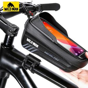 Panniers s WILD MAN Bike 2L Frame Front Tube Cycling Bicycle Waterproof Phone Case Holder 7.4 Inches Touch Screen Bag Accessories 0201