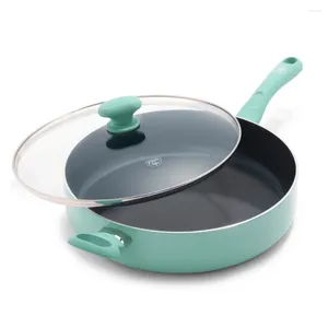 Pans Andralyn GreenPan Padova Céramique antiadhésive 2 pièces Ensemble de poêles ouvertes 8 et 10 pouces Bleu clair