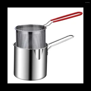 Pans Stainless Steel Deep Frying Pot Tempura French Fries Fryer With Strainer Chicken Fried Kitchen Cooking Tool