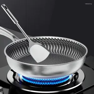 Pans Whole Body Tri-Ply Stainless Steel Frying Pan 316 Wok Double-sided Honeycomb Skillet Suitable For All Stove