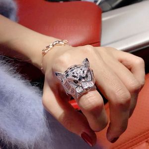 Panthere BIG Anillo cabeza de leopardo para hombre diseñador para mujer esmeralda diamante reproducciones oficiales joyería de lujo estilo clásico regalo aniversario con caja 025