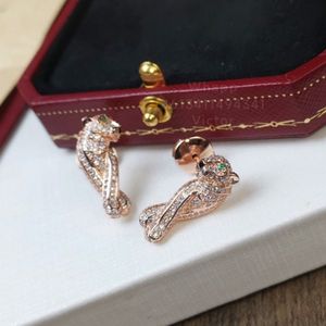 Boucles d'oreilles série Panthere pour femmes designer diamant émeraude yeux léopard argent sterling plaqué or 18 carats bijoux mode cristal luxe 003