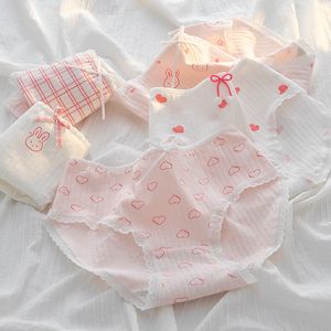 Panties 6pcs set Children s Underwear Lover Cute Print Girl s Pink Cotton Crotch Middle Waist Briefs 221205