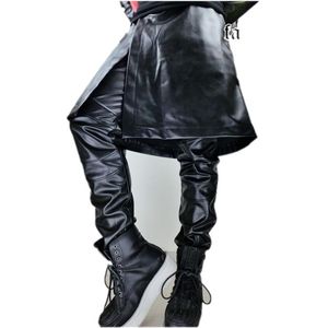 Pants 2744 Automne nouveau Design Original hommes mode Faux deux pièces en cuir jupe culottes Hip Hop pantalons Strousers Custumes vêtements