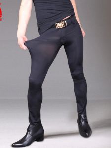 Pants Haute élastique glace soie crayon Pantalon hommes chaud Sexy Transparent Pantalon collants mode Leggings hommes Spandex Spodnie Pantalon Homme