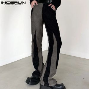 Pantalon Incerun 2023 Corée de style coréen Micro haut-parleur de conception de jambe droite pantalons streetwear décontracté couleur pantalon long pantalon s5xl
