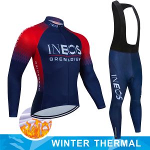 Pantalones ineos granadier ciclo jersey profesional de invierno vellón 2022 pantalones para hombres gel traje de manga larga conjunto ropa deportiva bici mtb