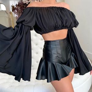 Pantalon en cuir short élastique