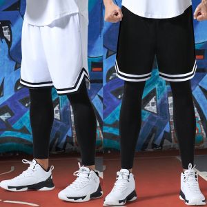 Pantalons Hommes en short shorts de fitness Traine de fitness Jogging Leggings Set Mâle Compression Sports Pants Basketball Bottoms Shorts Pantalon Swirt