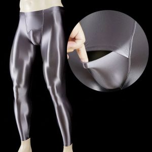 Pantalones abiertos de la entrepierna las leggings de satén brillantes pantalones sexy gimnasio gimnasio yoga deportes medias lisas negros altos pantalones de piernas sin costuras sin costuras pantalones