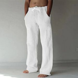 Pantalon printemps / été 2023 Couleur solide de mode 3d Imprimée numérique Men de bambou pantalon de coton de plage