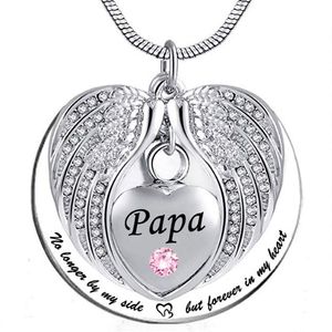 Collar de urna de ala de ángel Papa para cenizas, colgante de recuerdo conmemorativo de cremación de corazón, joyería con kit de relleno y regalo 257S