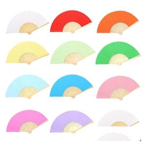 Papier favori personnalisé Fan pliant à main Pold de mariage vintage Favors Baby Shower Gift Decoration Drop Livrot Home Garde Dhlst S