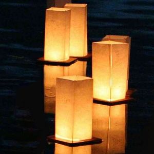 Lanternes en papier d'éclairage extérieur, lumière flottante d'eau, carrée, Festival de bénédiction chinoise, bougies de souhait