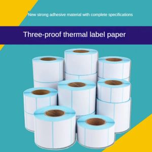 Papier à trois étiquettes thermiques Paper Roll Blank Imprimés Étiquettes Bar Bar Bar Tag Selfadhesive Copper Plate d'impression Sticker pour les échelles